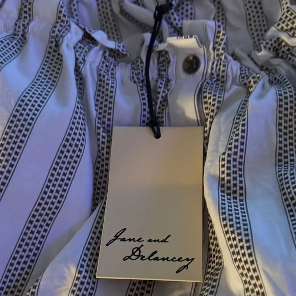 Jane and Delancey Black and White Striped Off-Shoulder Blouse - Picture 4 of 4